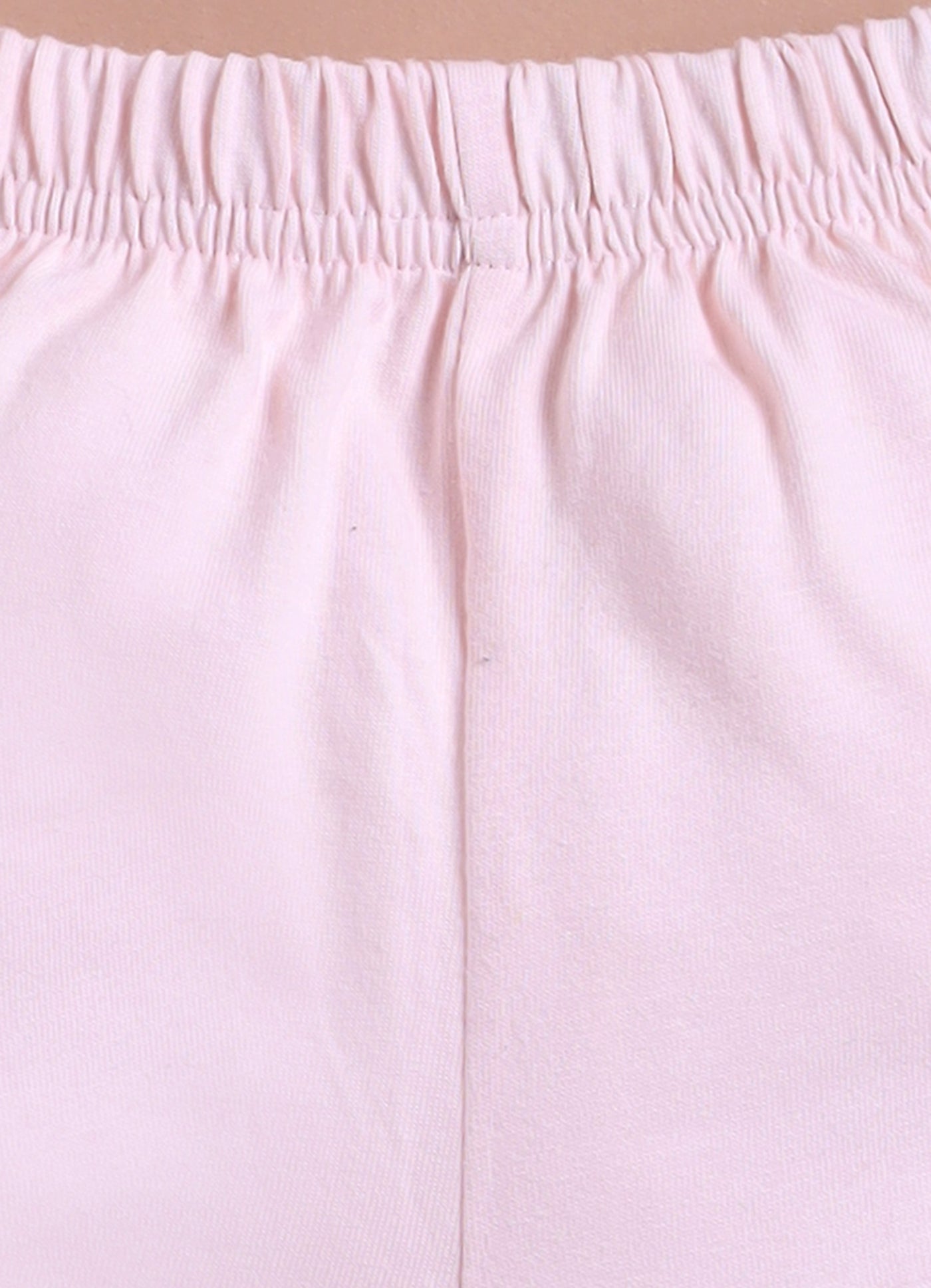LIL KNOTS Printed Pure Cotton Boy Round Neck Top Bottom Set White Peach