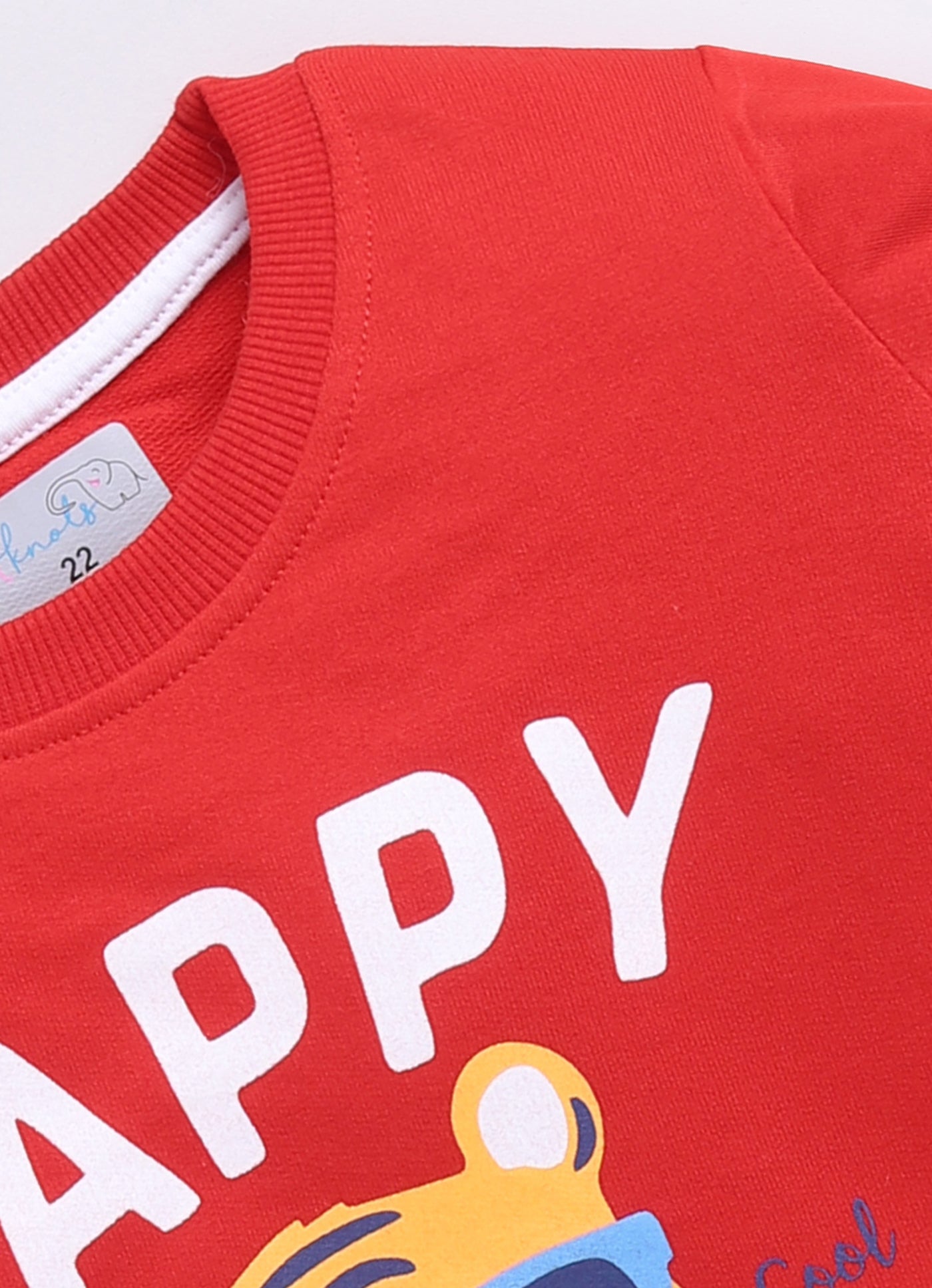 LIL KNOTS Printed Pure Cotton Boy Round Neck Sweatshirt Red