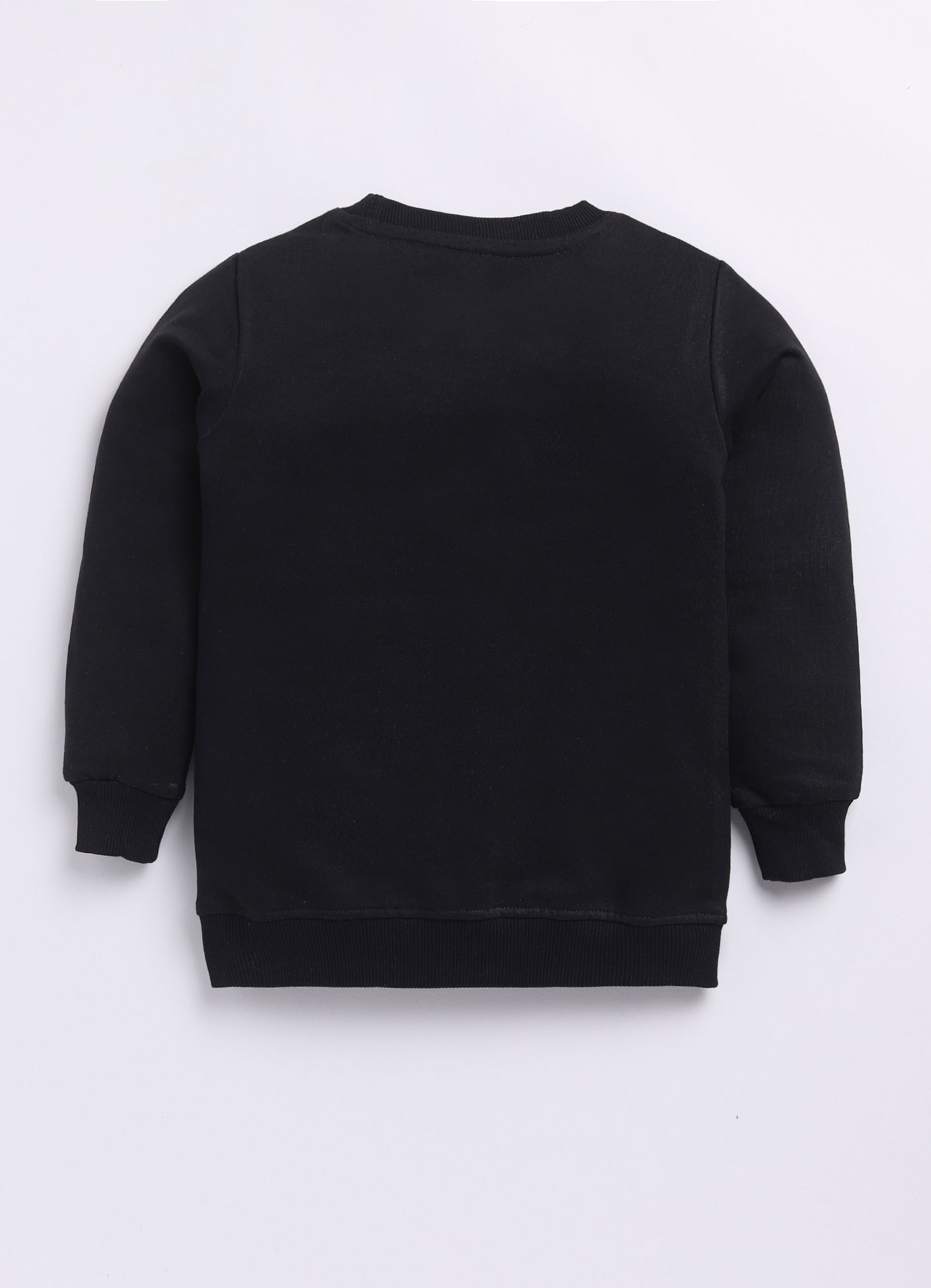 LIL KNOTS Printed Pure Cotton Girl Round Neck Sweatshirt Black