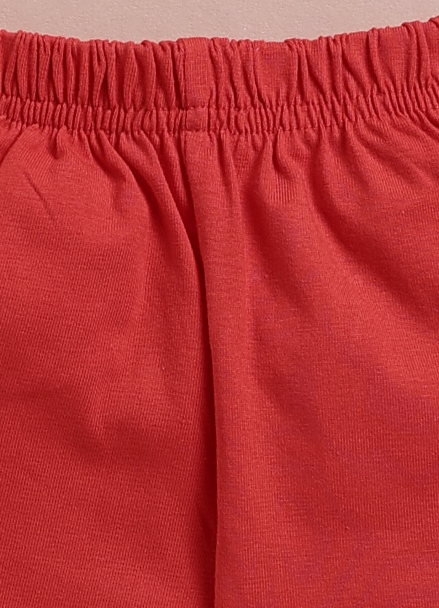 LIL KNOTS Printed Pure Cotton Boy Round Neck Top Bottom Set Red/Red