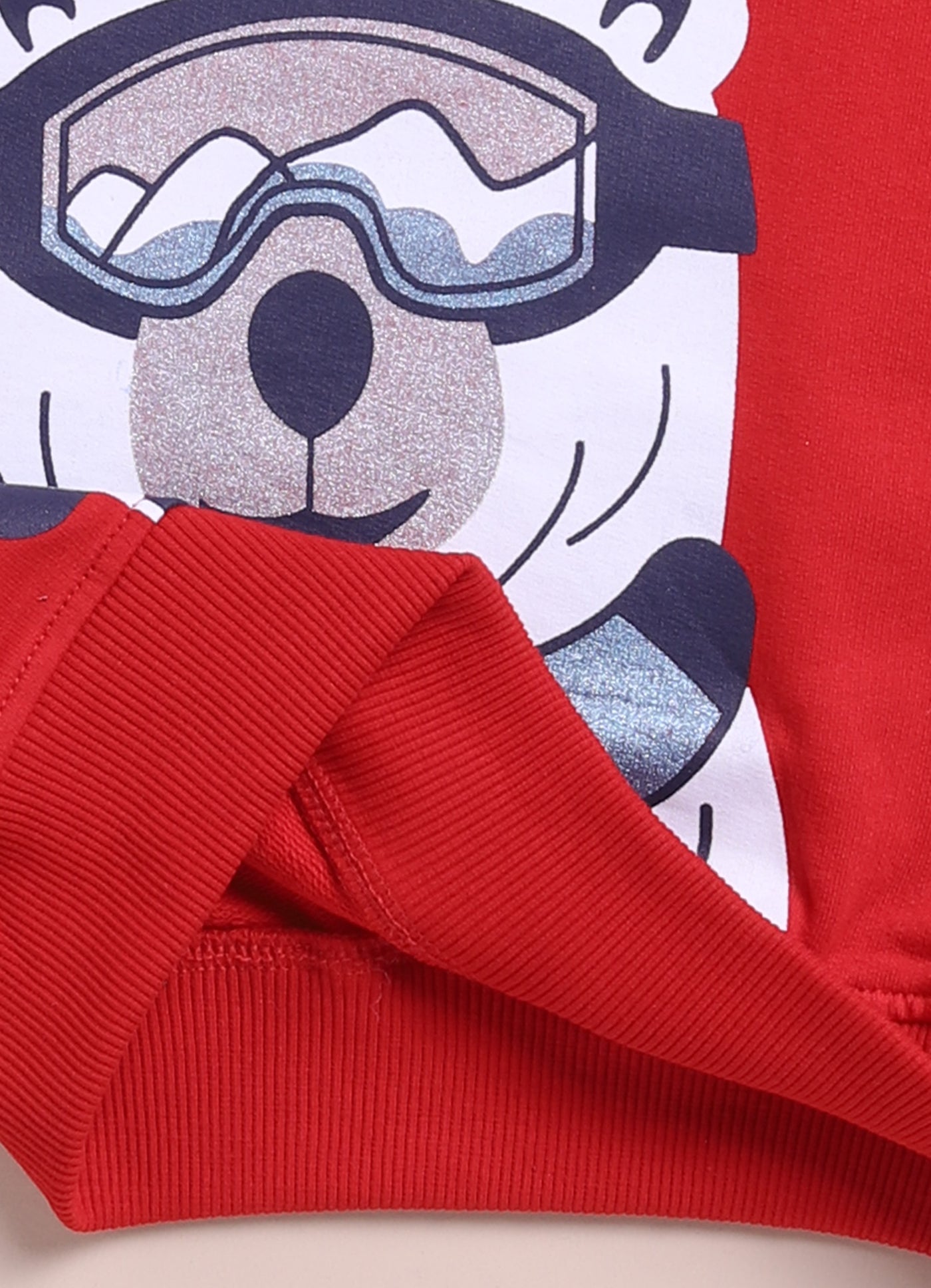 LIL KNOTS Printed Pure Cotton Girl Round Neck Sweatshirt Red