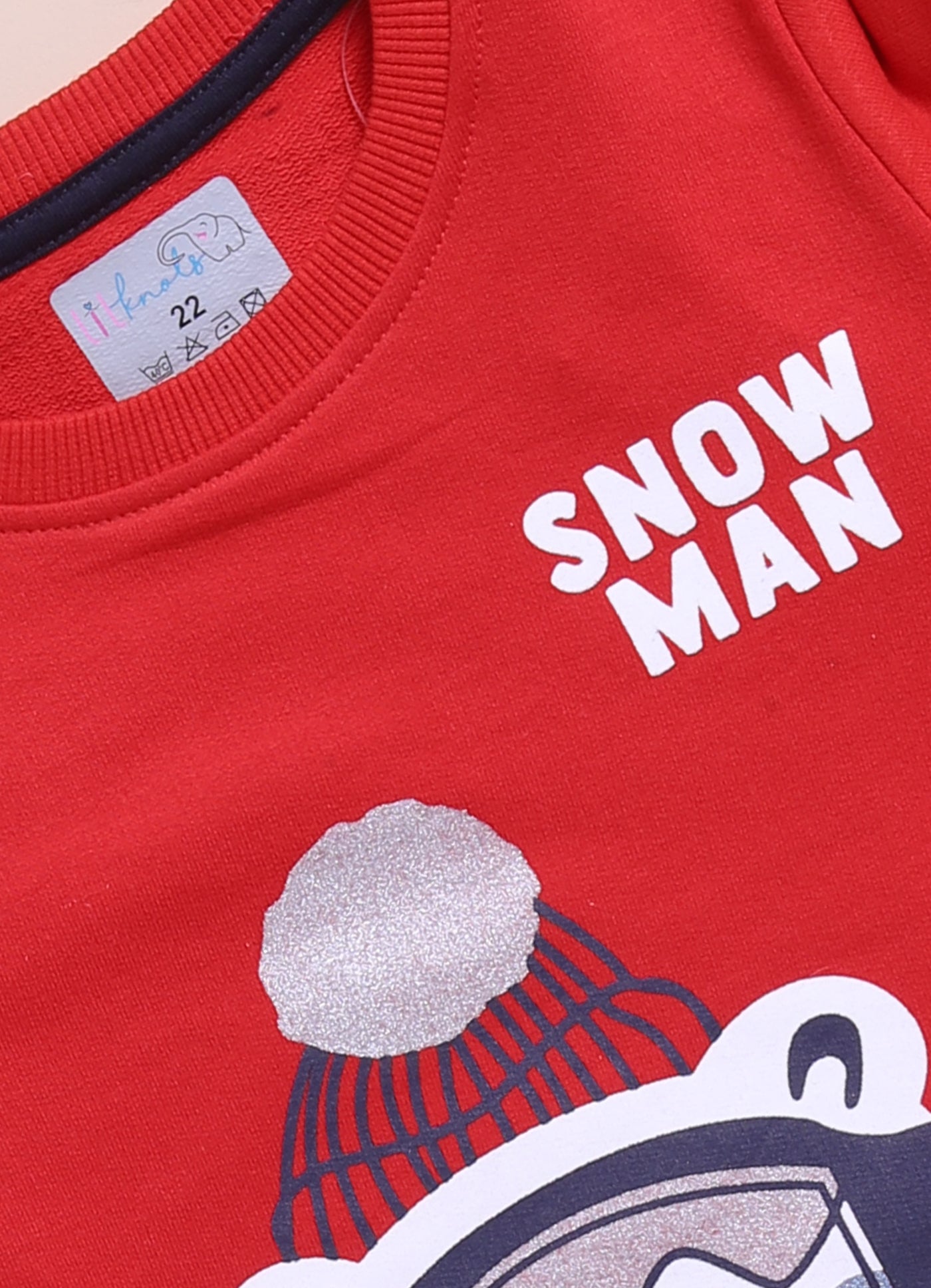 LIL KNOTS Printed Pure Cotton Girl Round Neck Sweatshirt Red