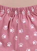 LIL KNOTS Printed Pure Cotton Boy Round Neck Top Bottom Set Pink/Piyazi