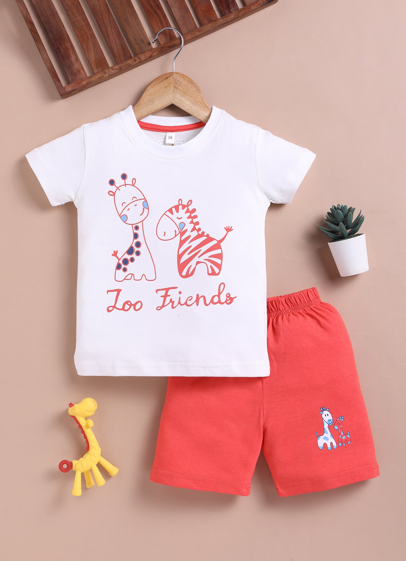 LIL KNOTS Printed Pure Cotton Boy Round Neck Top Bottom Set