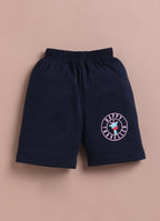 LIL KNOTS Printed Pure Cotton Boy Round Neck Top Bottom Set Pink Black