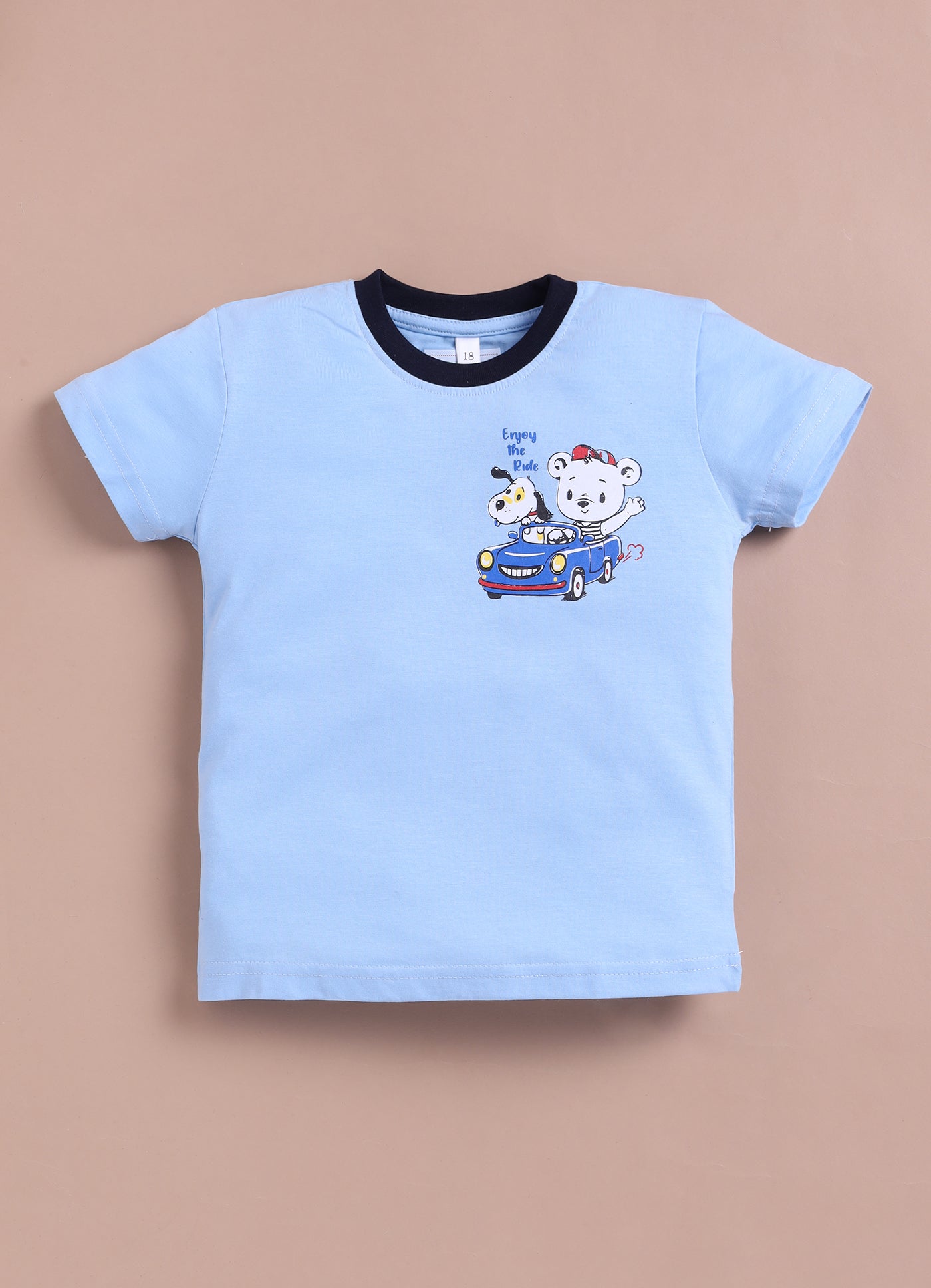 LIL KNOTS Printed Pure Cotton Boy Round Neck Top Bottom Set