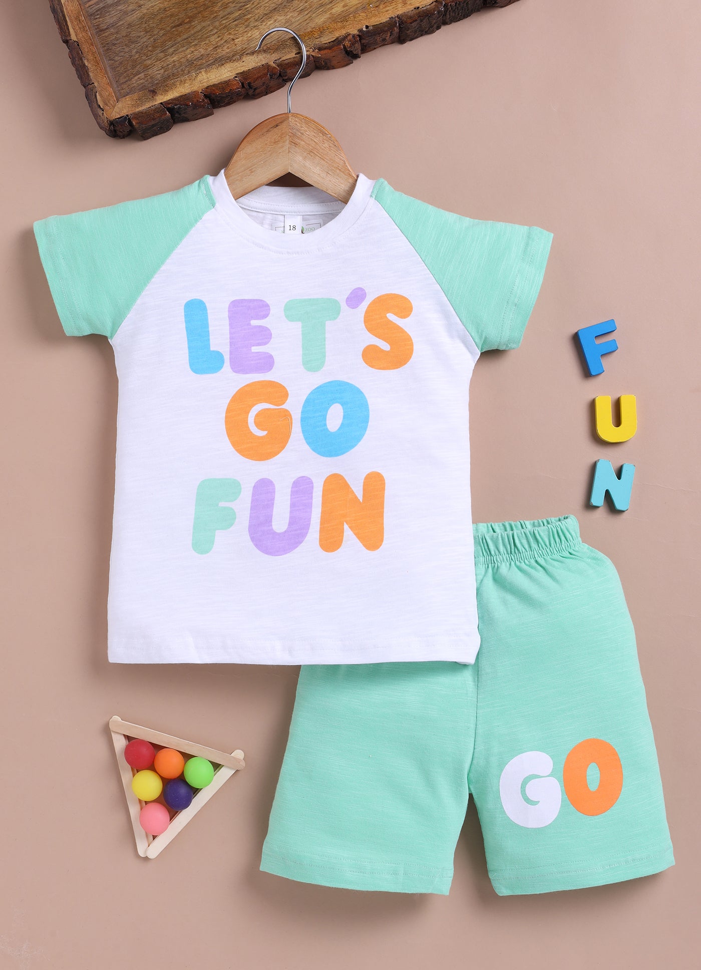 LIL KNOTS Printed Pure Cotton Boy Round Neck Top Bottom Set