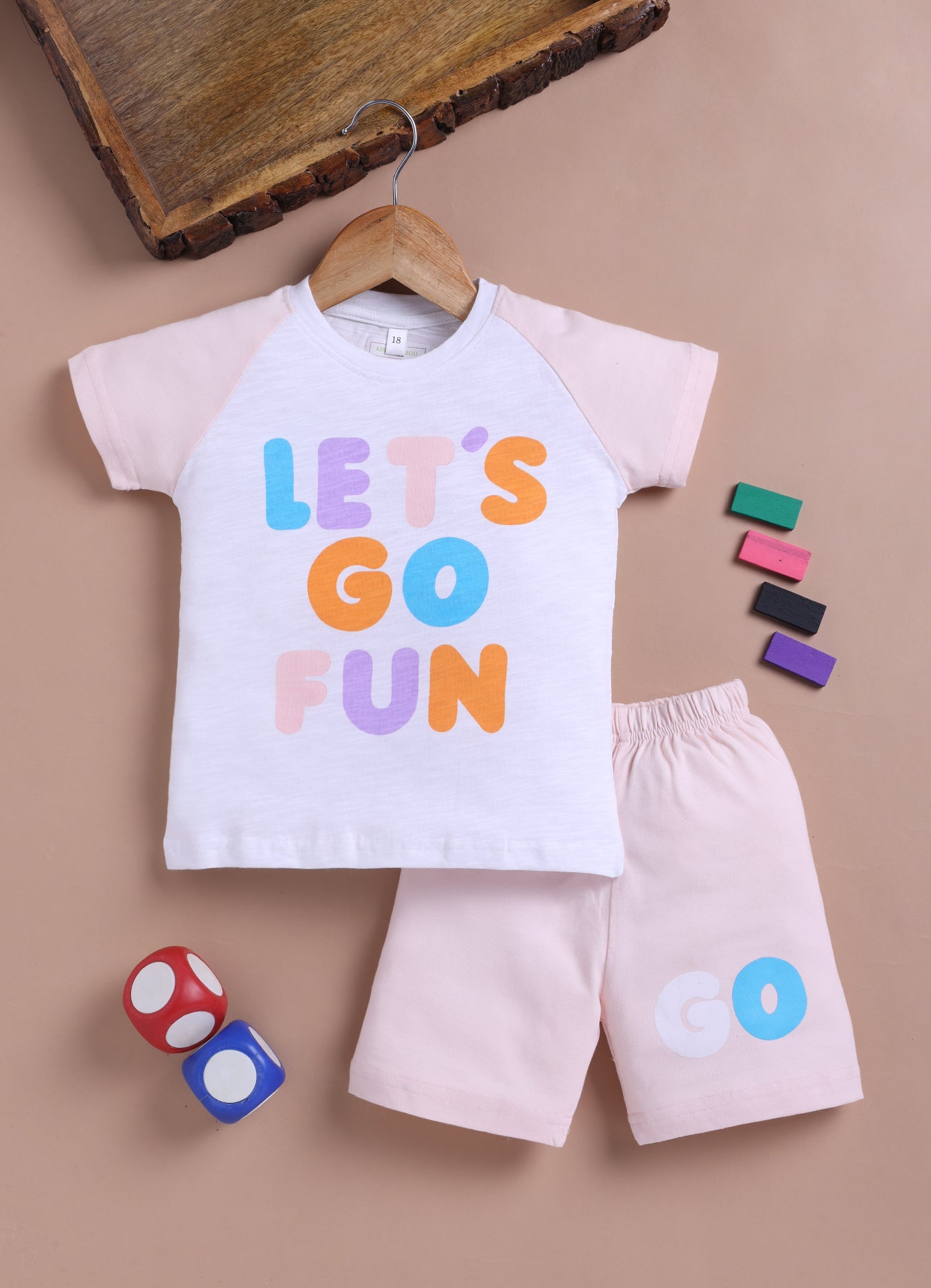 LIL KNOTS Printed Pure Cotton Boy Round Neck Top Bottom Set