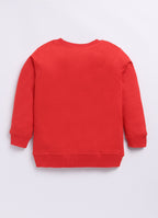 LIL KNOTS Printed Pure Cotton Boy Round Neck Sweatshirt Red