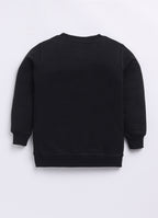 LIL KNOTS Printed Pure Cotton Girl Round Neck Sweatshirt Black