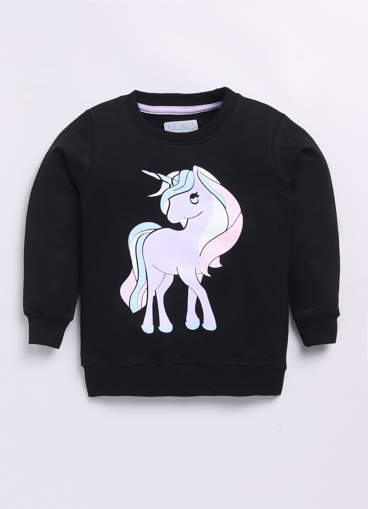 LIL KNOTS Printed Pure Cotton Girl Round Neck Sweatshirt