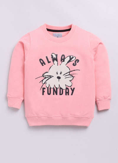 LIL KNOTS Printed Pure Cotton Girl Round Neck Sweatshirt