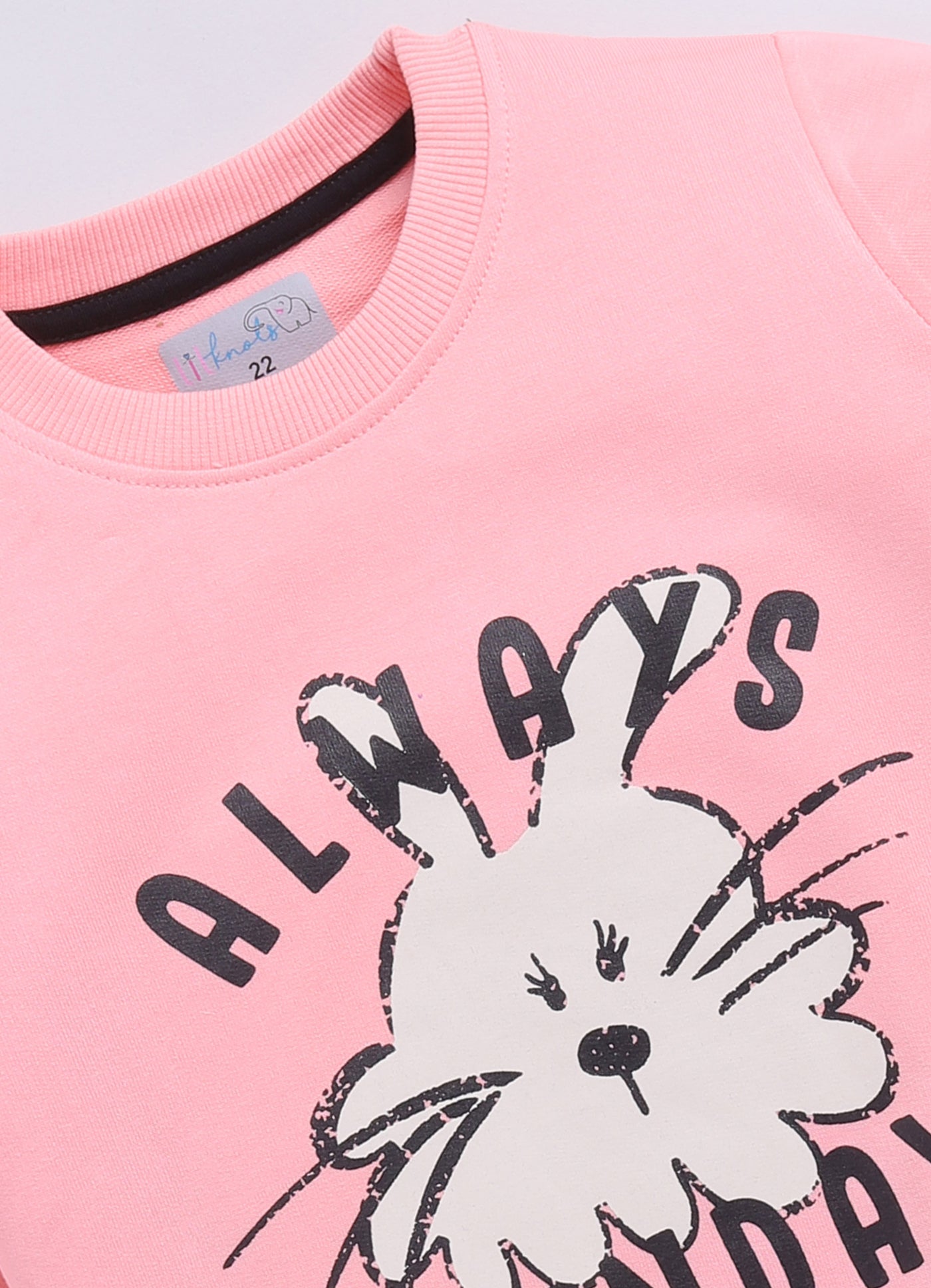 LIL KNOTS Printed Pure Cotton Girl Round Neck Sweatshirt