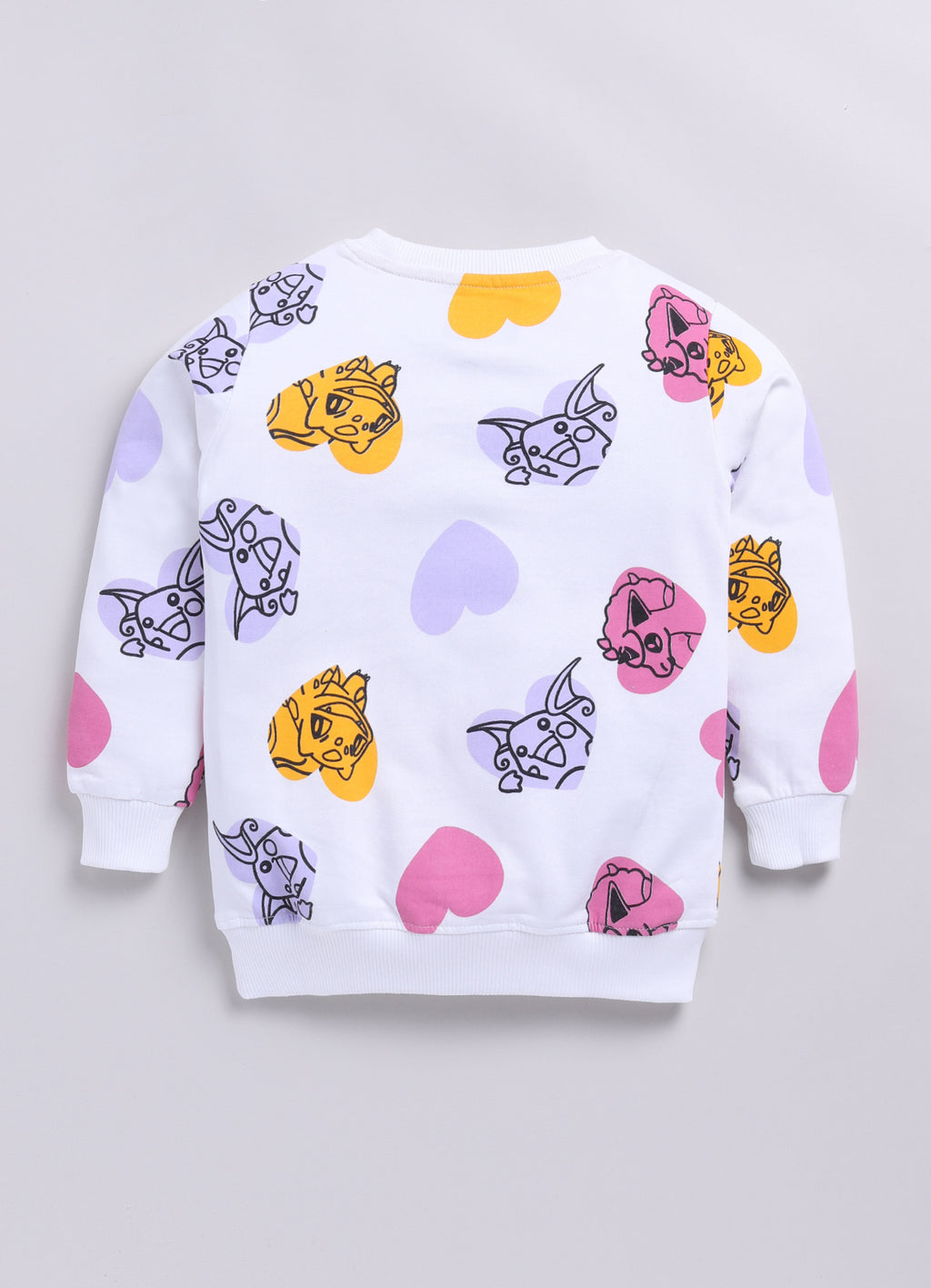 LIL KNOTS Printed Pure Cotton Girl Round Neck Sweatshirt White