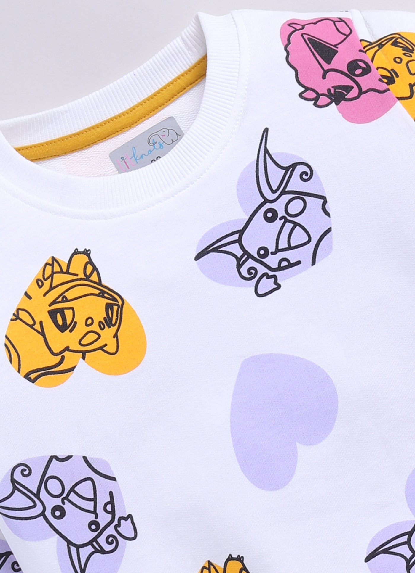 LIL KNOTS Printed Pure Cotton Girl Round Neck Sweatshirt