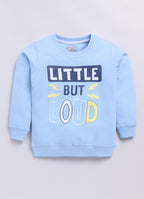 LIL KNOTS Printed Pure Cotton Boy Round Neck Sweatshirt Sky Blue