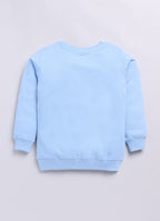 LIL KNOTS Printed Pure Cotton Boy Round Neck Sweatshirt Sky Blue