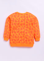 LIL KNOTS Printed Pure Cotton Boy Round Neck Sweatshirt Orange