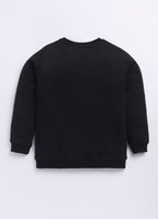LIL KNOTS Printed Pure Cotton Boy Round Neck Sweatshirt 8-14Y Black