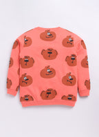 LIL KNOTS Printed Pure Cotton Boy Round Neck Sweatshirt 8-14Y Coral
