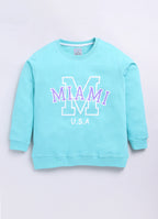 LIL KNOTS Printed Pure Cotton Boy Round Neck Sweatshirt 8-14Y Green