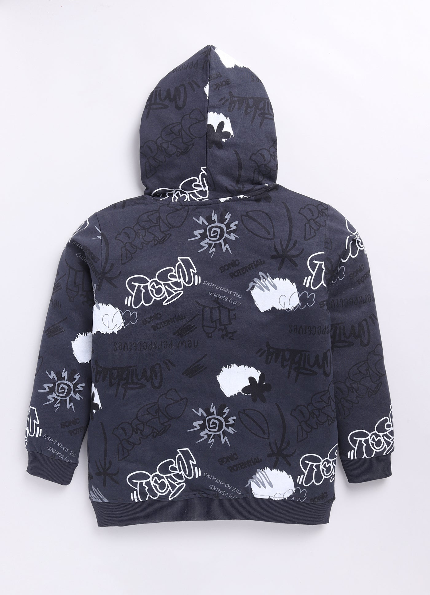 LIL KNOTS Printed Pure Cotton Boy Round Neck Hoodie