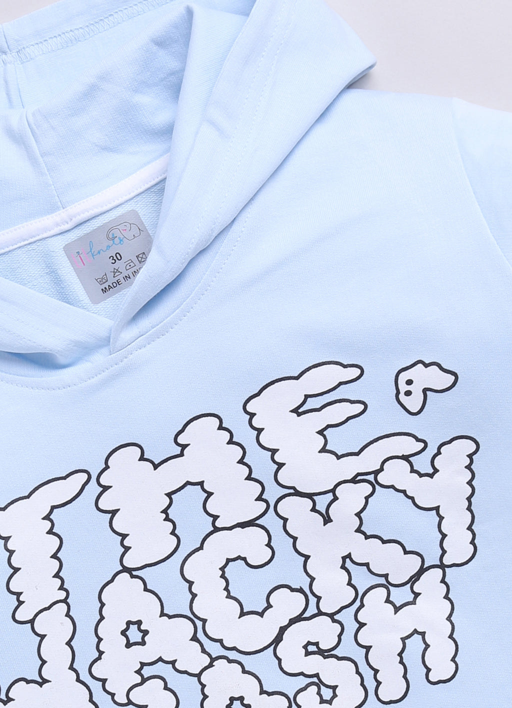 LIL KNOTS Printed Pure Cotton Boy Round Neck Hoodie