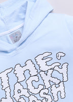 LIL KNOTS Printed Pure Cotton Boy Round Neck Hoodie Sky Blue