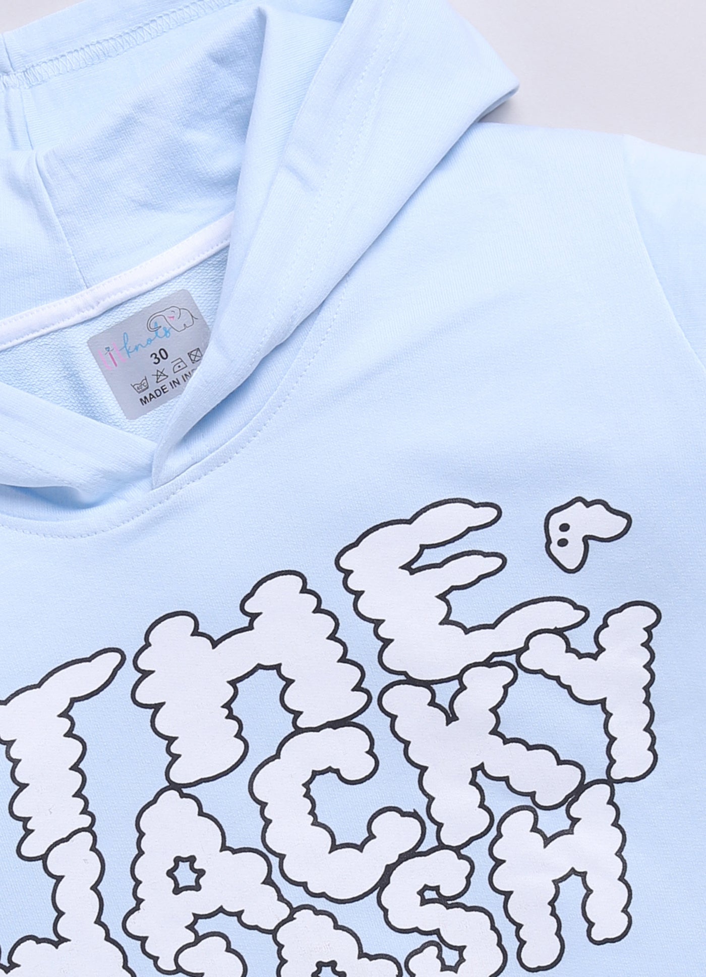 LIL KNOTS Printed Pure Cotton Boy Round Neck Hoodie