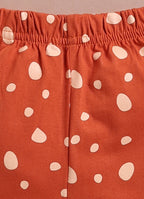 LIL KNOTS Printed Pure Cotton Boy Round Neck Top Bottom Set Green/Green, Peach/Rust