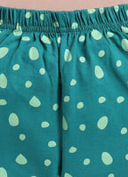 LIL KNOTS Printed Pure Cotton Boy Round Neck Top Bottom Set Green/Green, Peach/Rust