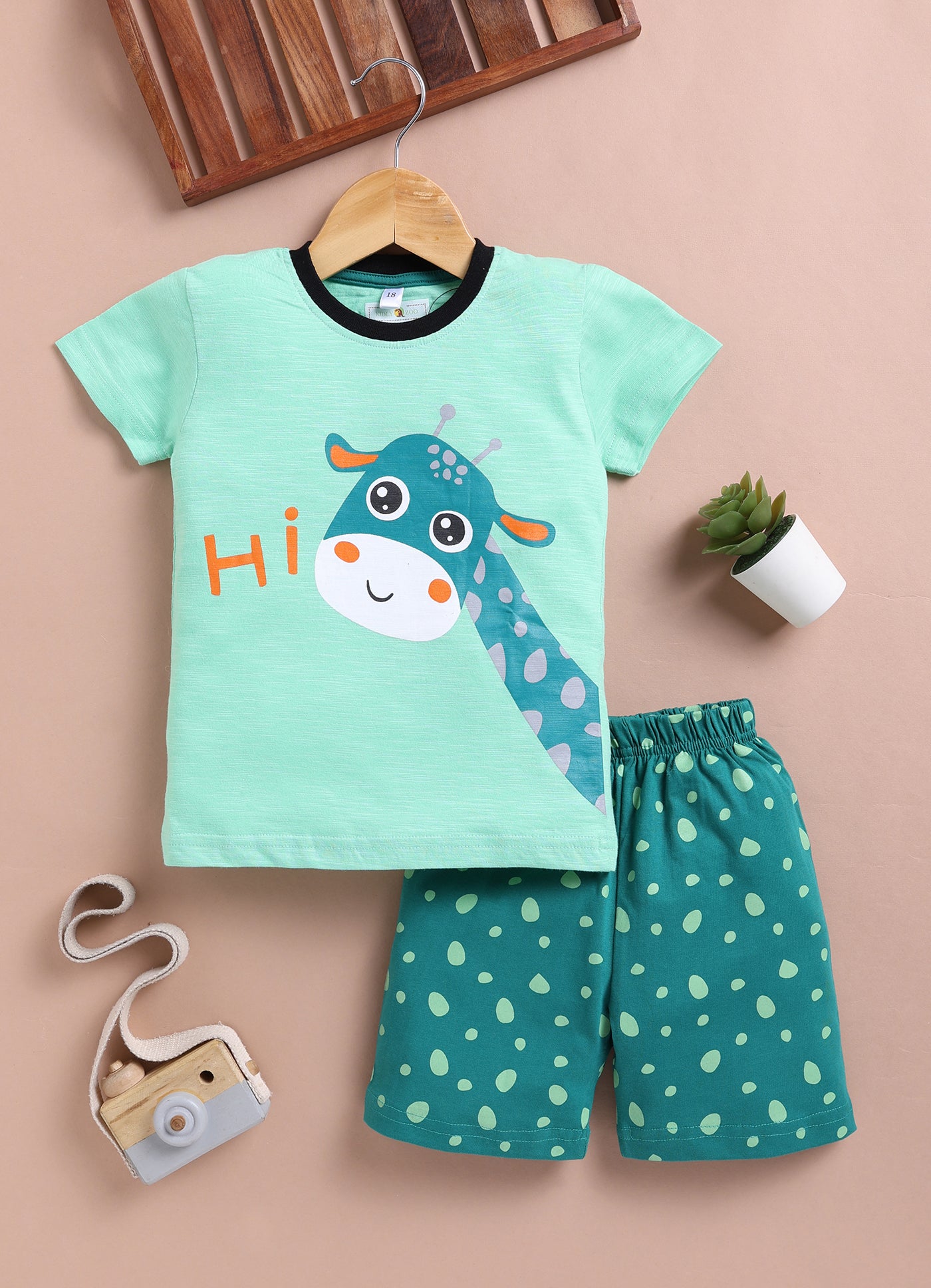 LIL KNOTS Printed Pure Cotton Boy Round Neck Top Bottom Set