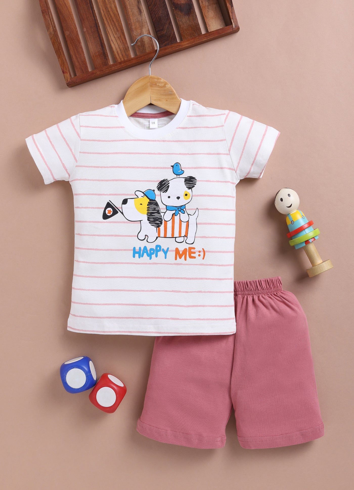 LIL KNOTS Printed Pure Cotton Boy Round Neck Top Bottom Set