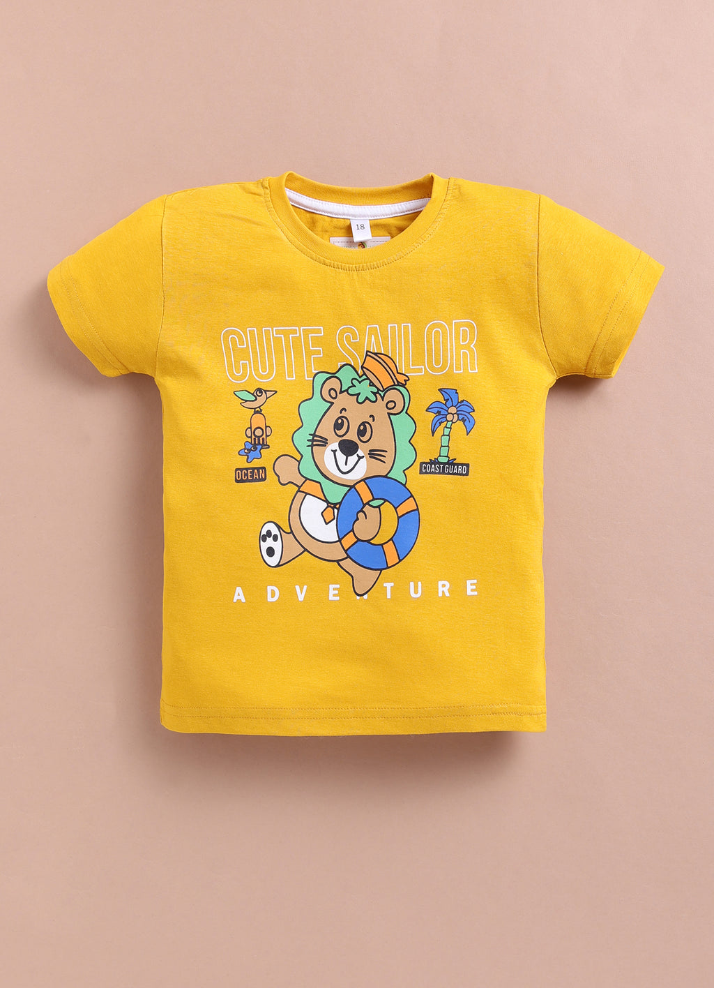 LIL KNOTS Printed Pure Cotton Boy Round Neck Top Bottom Set