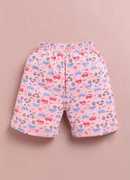 LIL KNOTS Printed Pure Cotton Boy Round Neck Top Bottom Set PINK, Sky Blue