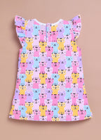 LIL KNOTS Printed Pure Cotton Girl Round Neck Frock Multi