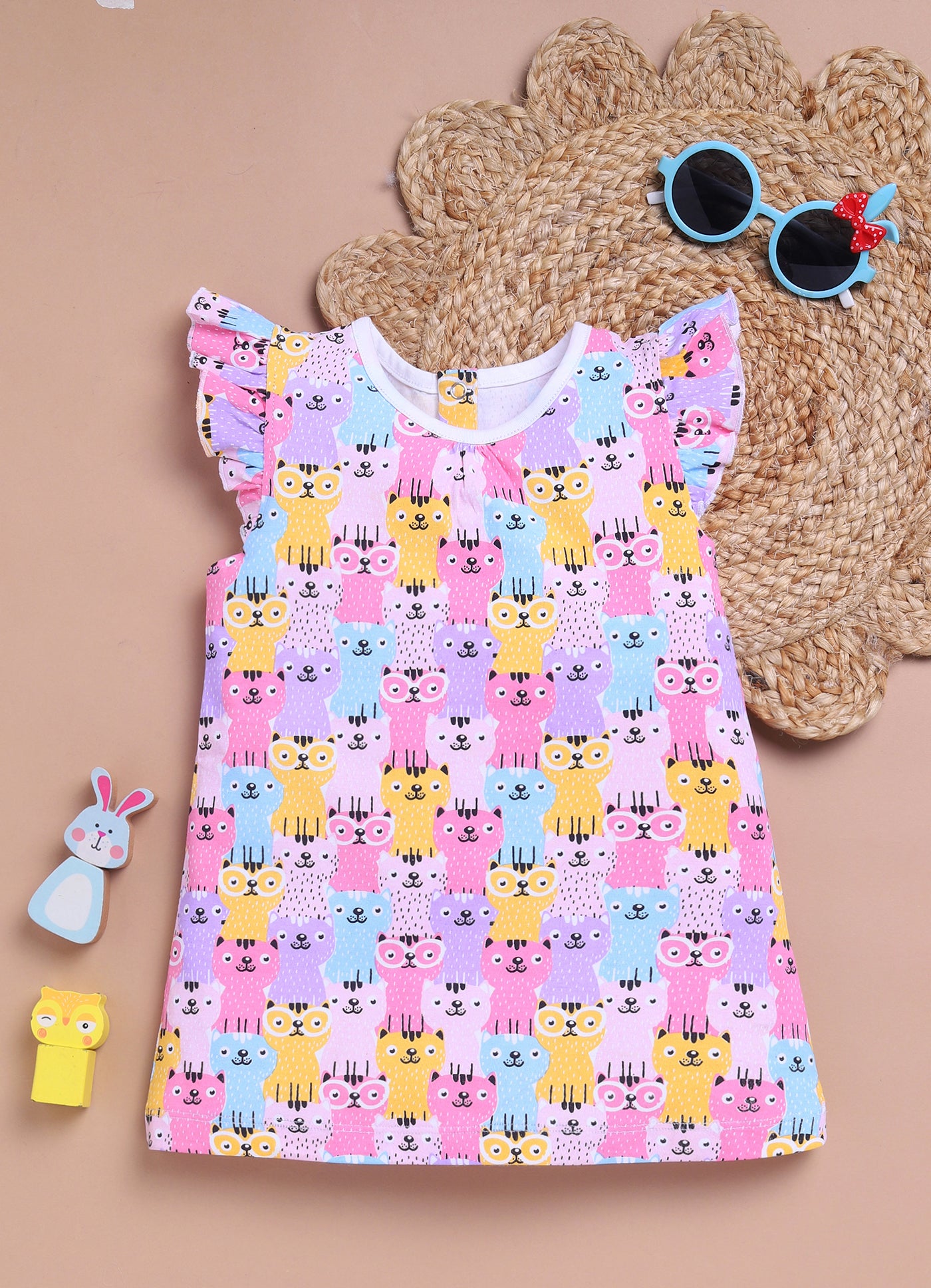 LIL KNOTS Printed Pure Cotton Girl Round Neck Frock