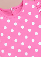 LIL KNOTS Printed Pure Cotton Girl Round Neck Frock Pink
