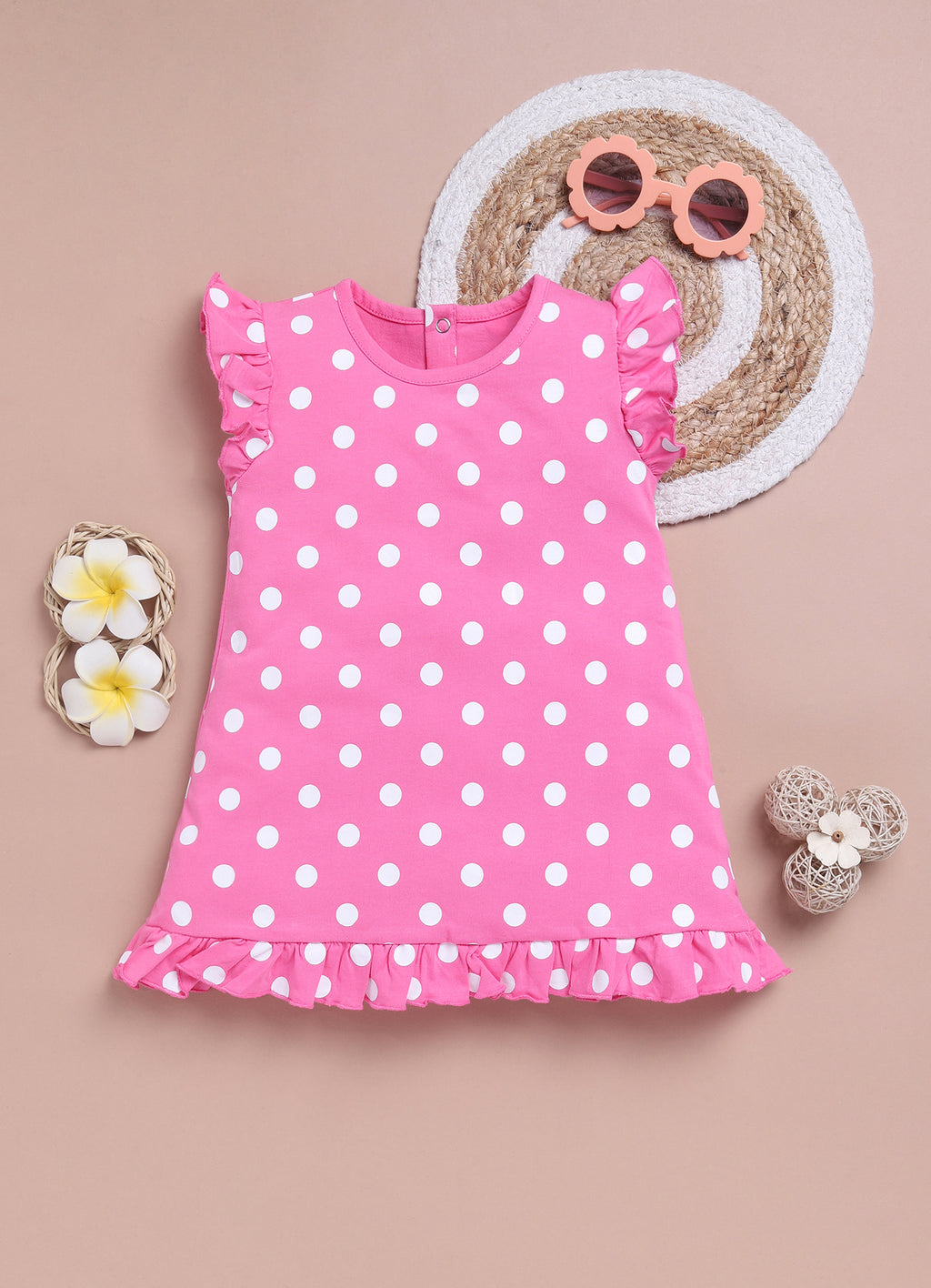 LIL KNOTS Printed Pure Cotton Girl Round Neck Frock