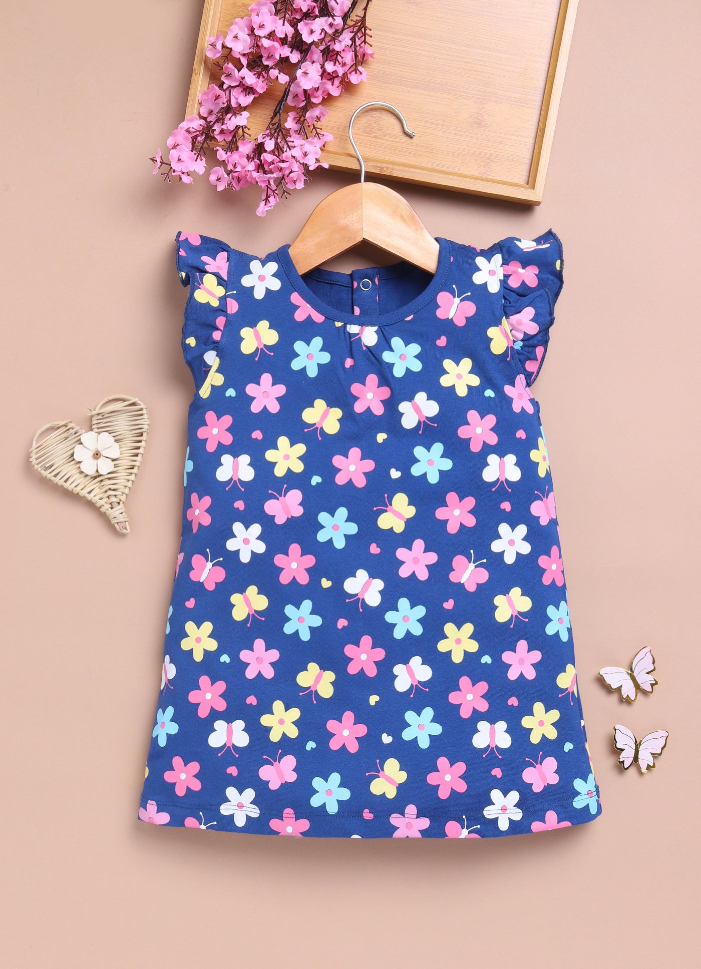 LIL KNOTS Printed Pure Cotton Girl Round Neck Frock