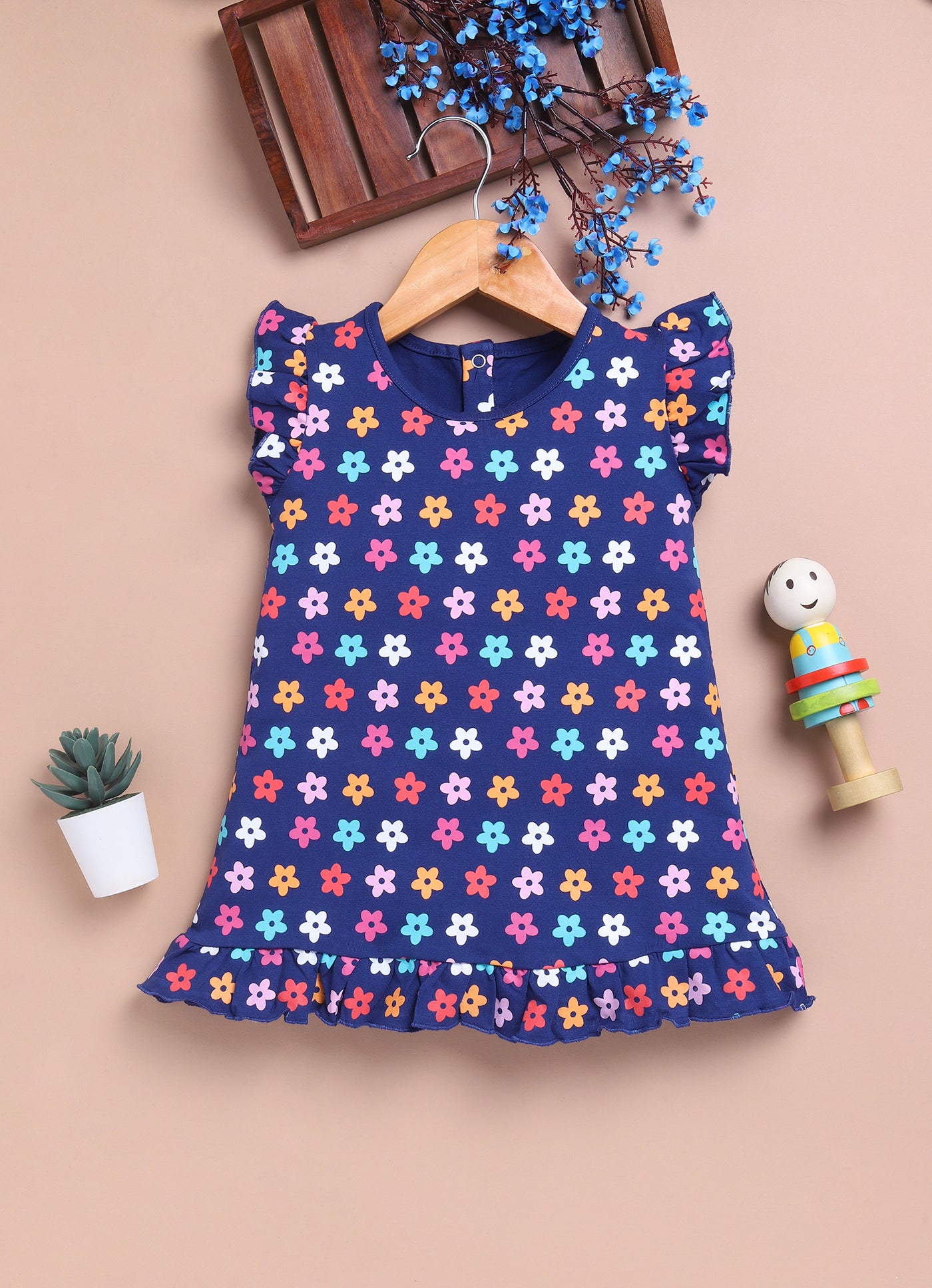 LIL KNOTS Printed Pure Cotton Girl Round Neck Frock