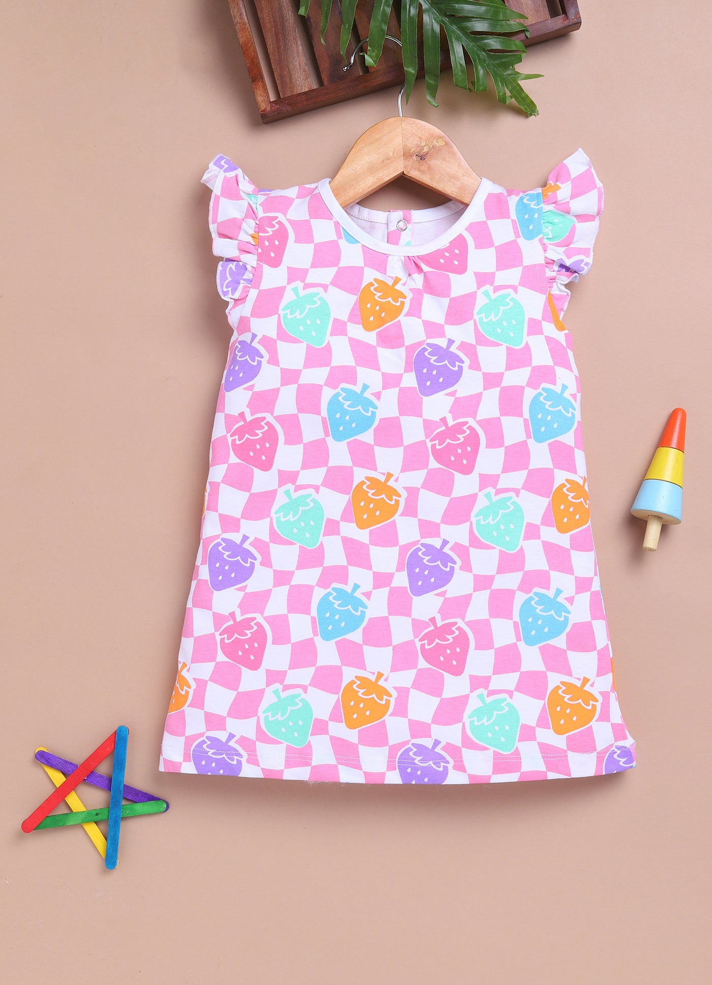 LIL KNOTS Printed Pure Cotton Girl Round Neck Frock