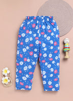 LIL KNOTS Printed Pure Cotton Unisex Pyjama Royal Blue