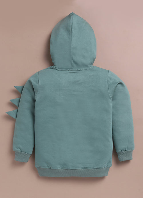 LIL KNOTS Printed Pure Cotton Boy Round Neck Hoodie