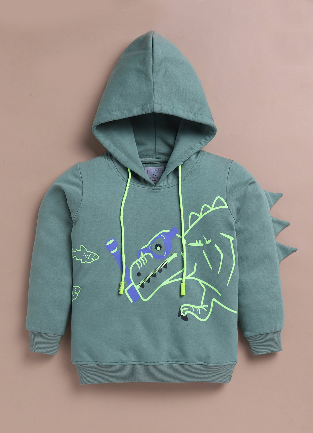 LIL KNOTS Printed Pure Cotton Boy Round Neck Hoodie