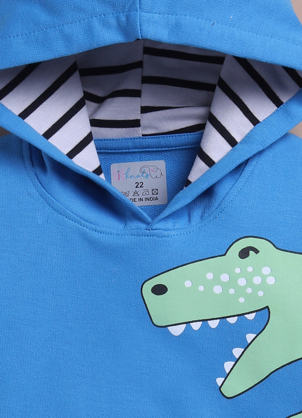 LIL KNOTS Printed Pure Cotton Boy Round Neck Hoodie