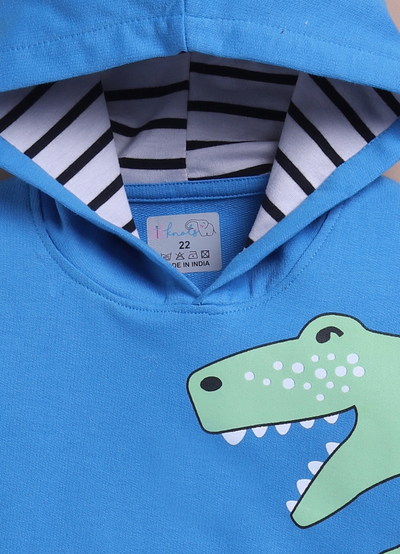 LIL KNOTS Printed Pure Cotton Boy Round Neck Hoodie