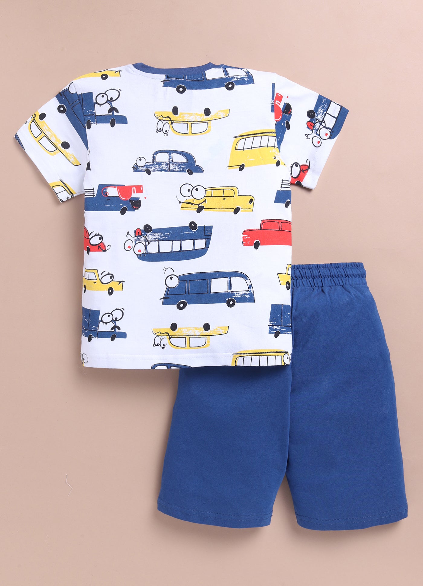 LIL KNOTS Printed Pure Cotton Boy Round Neck Top Bottom Set