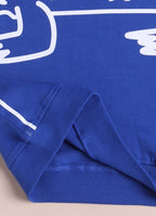 LIL KNOTS Printed Pure Cotton Boy Round Neck Sweatshirt Royal Blue