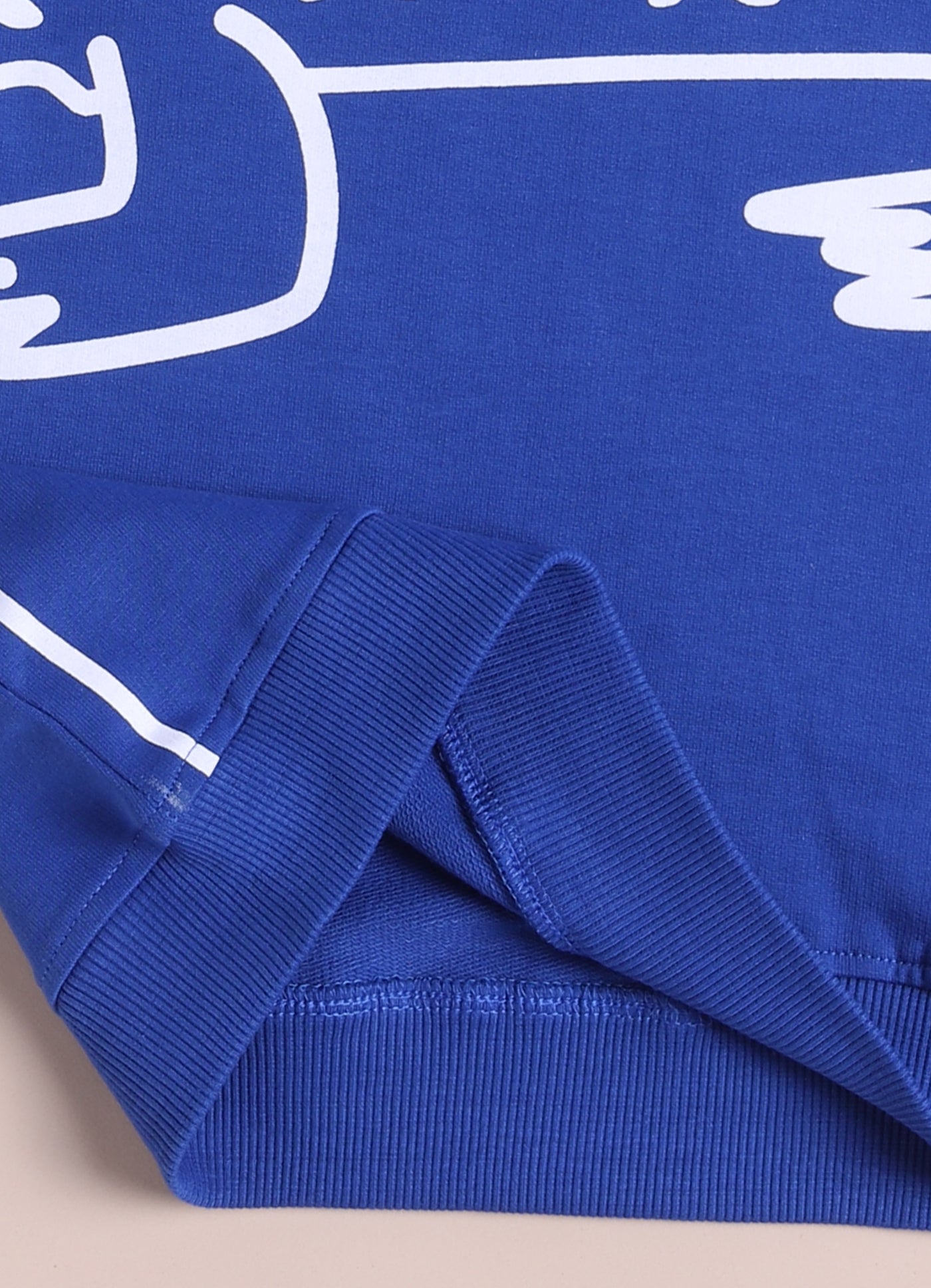 LIL KNOTS Printed Pure Cotton Boy Round Neck Sweatshirt Royal Blue
